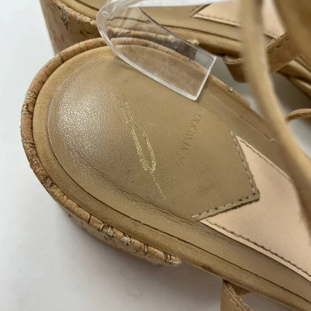 Brian Atwood Astor Camel Nubuck Lace Up Tie Sandals Size US 8.5‎